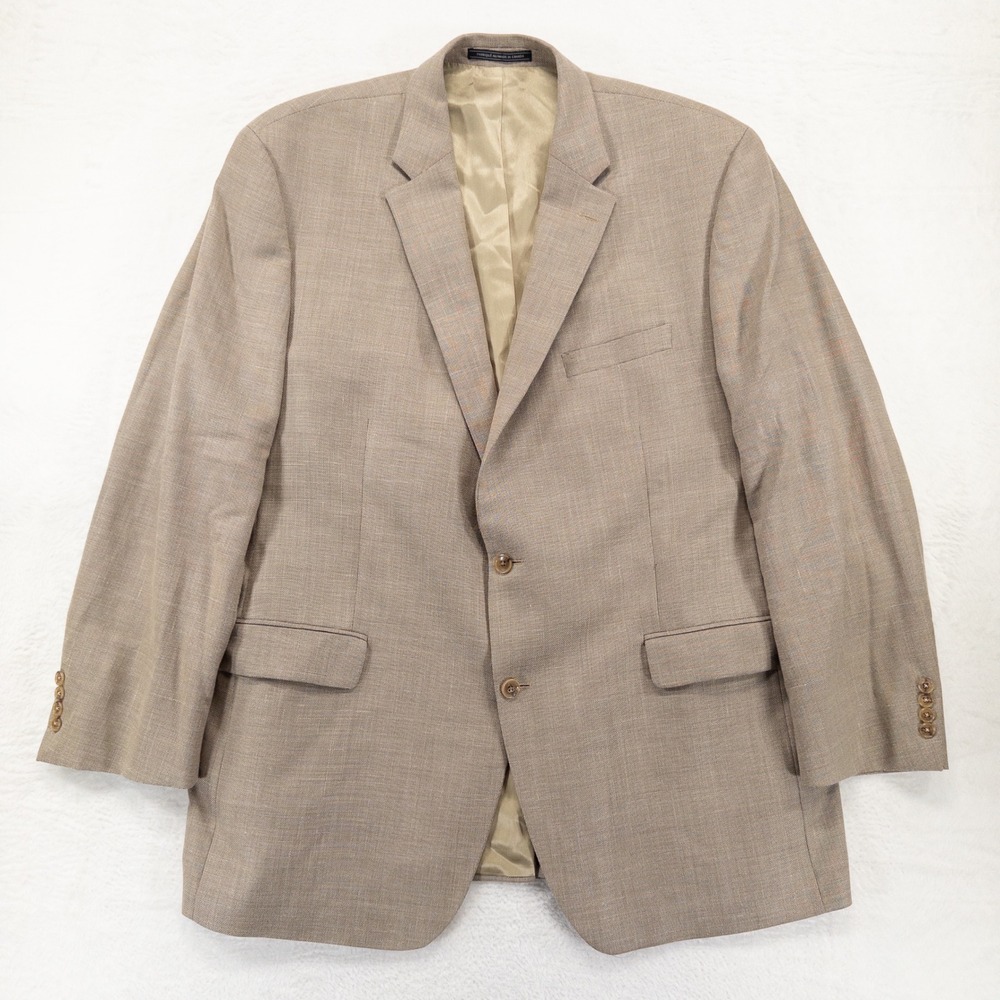 S. Cohen Performance Mens Blazer 48L Tan Wool Silk Linen Blend Sport Coat Jacket